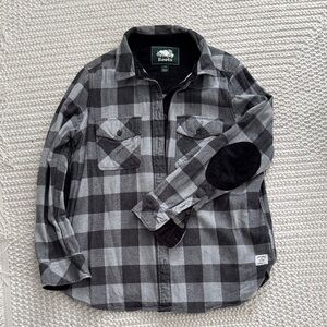 Roots Women’s Charcoal and Light Gray Checkered Shirt Jacket